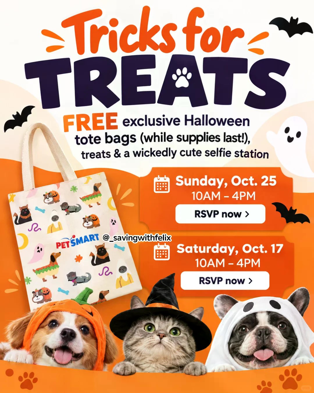 🐾 PetSmart万圣节免费送限定帆布包啦！